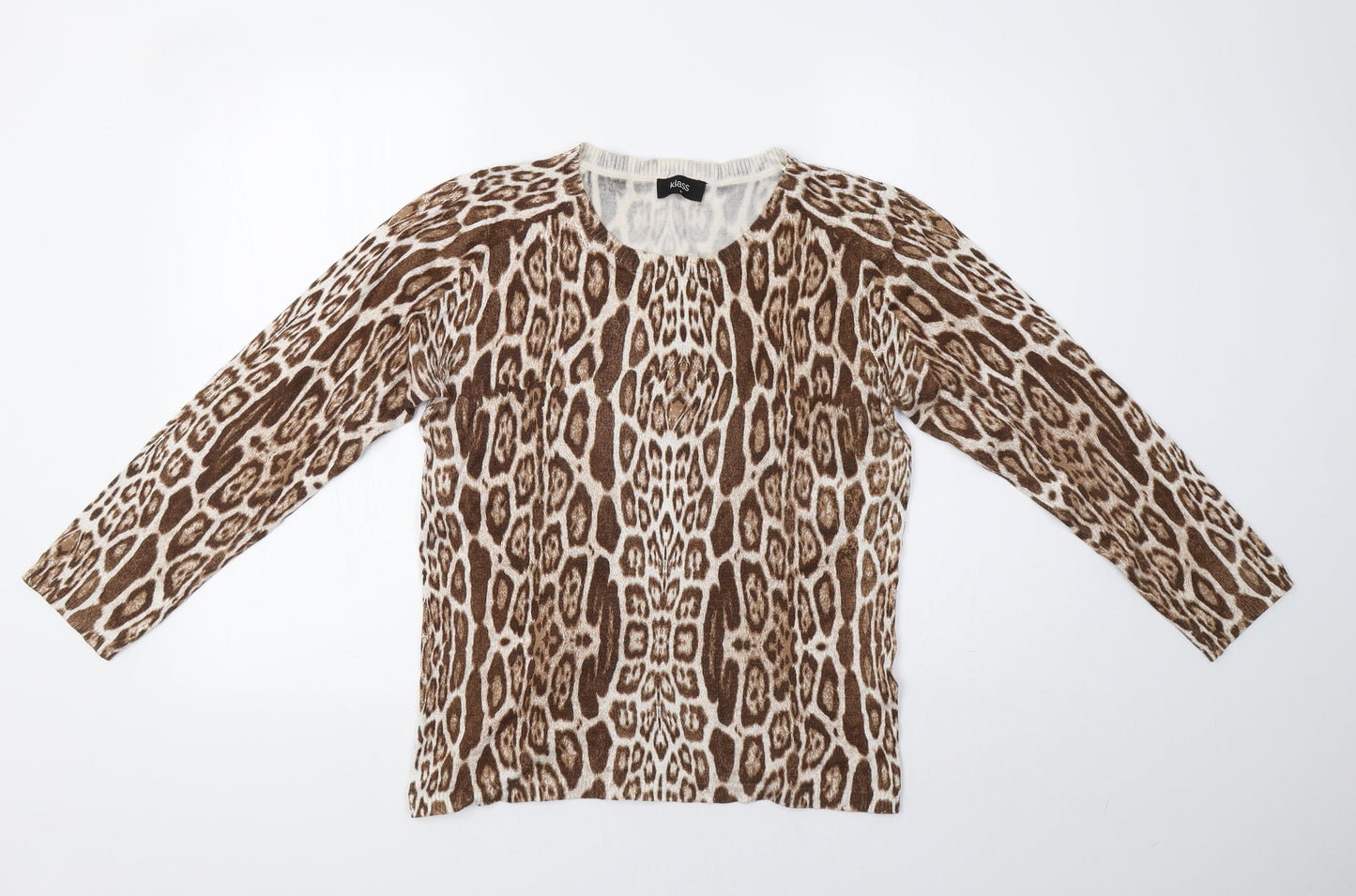 Klass Womens Brown Animal Print  Pullover Jumper Size M