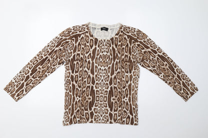Klass Womens Brown Animal Print  Pullover Jumper Size M