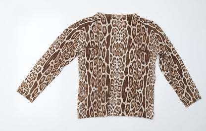 Klass Womens Brown Animal Print  Pullover Jumper Size M