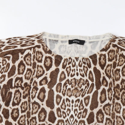 Klass Womens Brown Animal Print  Pullover Jumper Size M