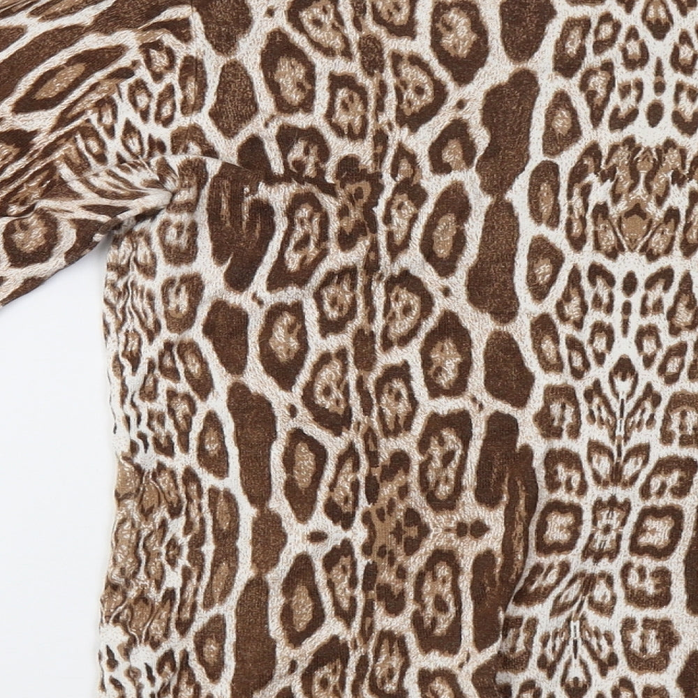 Klass Womens Brown Animal Print  Pullover Jumper Size M