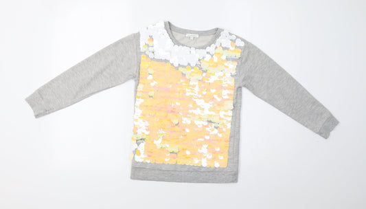 BlueZoo Girls Grey   Pullover Sweatshirt Size 9-10 Years  - Sequinned