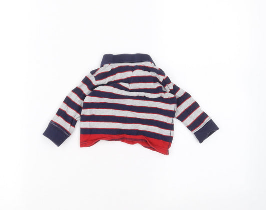 George Baby Grey Striped  Basic Polo Size 3-6 Months