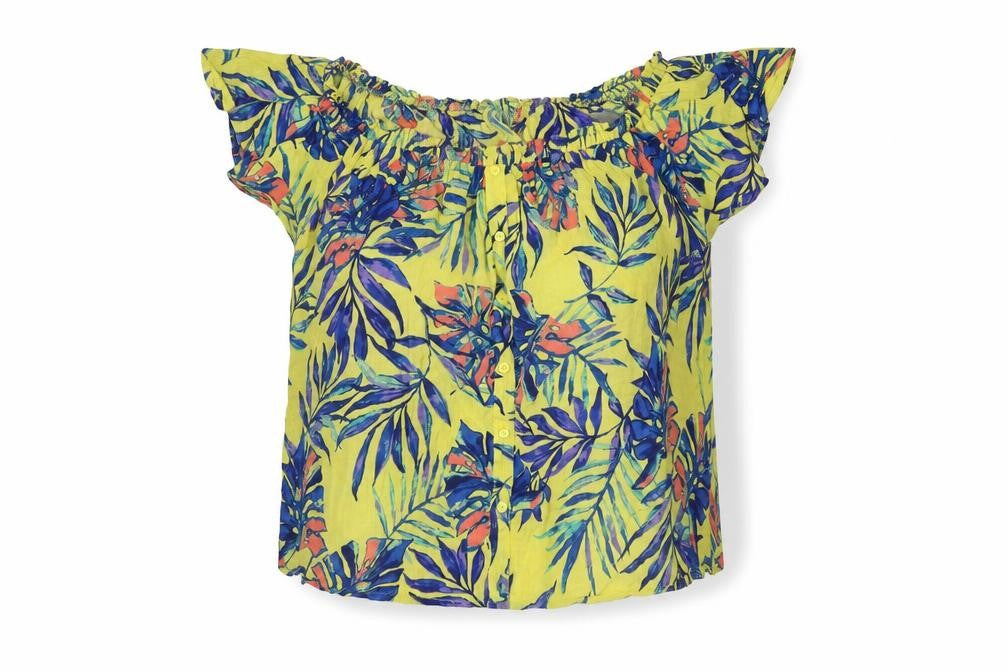 Womens UK Size 12 F&F Yellow Basic Button-Up