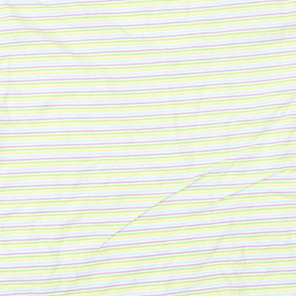 Hanes Womens White Striped  Basic T-Shirt Size L