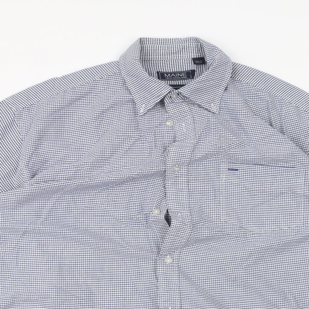 Mens UK Collar Size L Maine New England Smart Blue  Dress Shirt