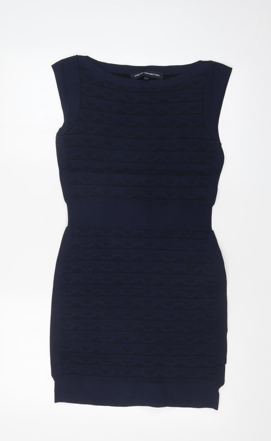 French Connection Womens Blue Argyle/Diamond  Bodycon  Size 12