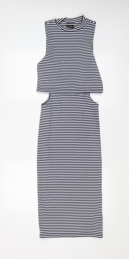 Topshop Womens Multicoloured Striped  Bodycon  Size 8