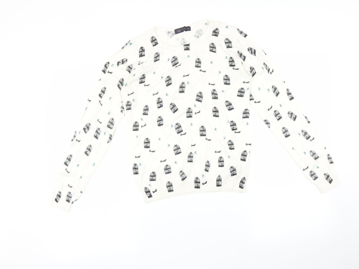 Womens UK Size 8 Marks and Spencer White Pullover Jumper