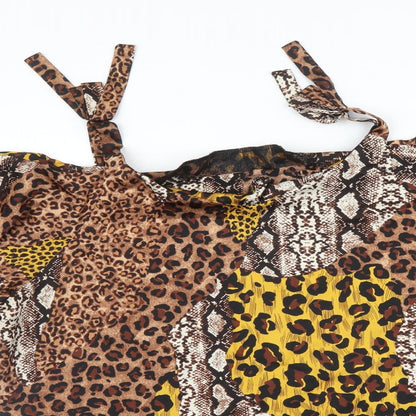 Quiz Womens Brown Animal Print  Basic Blouse Size 14