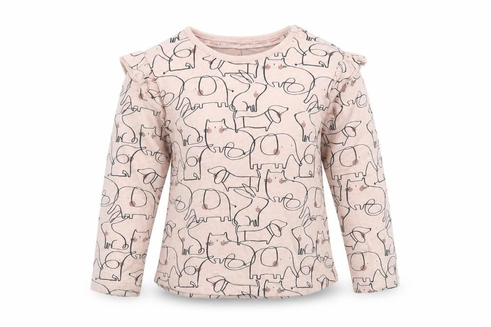 Front view of Tu Baby Pink Animal Print Basic T-Shirt, size 12-18, Months