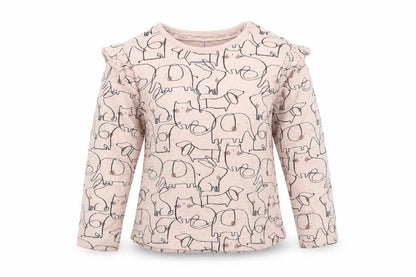 Front view of Tu Baby Pink Animal Print Basic T-Shirt, size 12-18, Months