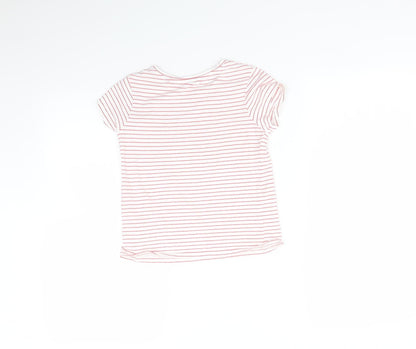 NEXT Girls Red Striped  Basic T-Shirt Size 8 Years