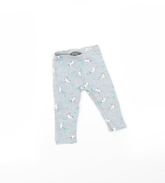 Primark Baby Grey    Leggings Size 9-12 Months  - Rabbit print