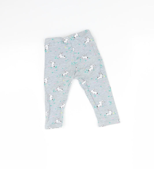 Primark Baby Grey    Leggings Size 9-12 Months  - Rabbit print