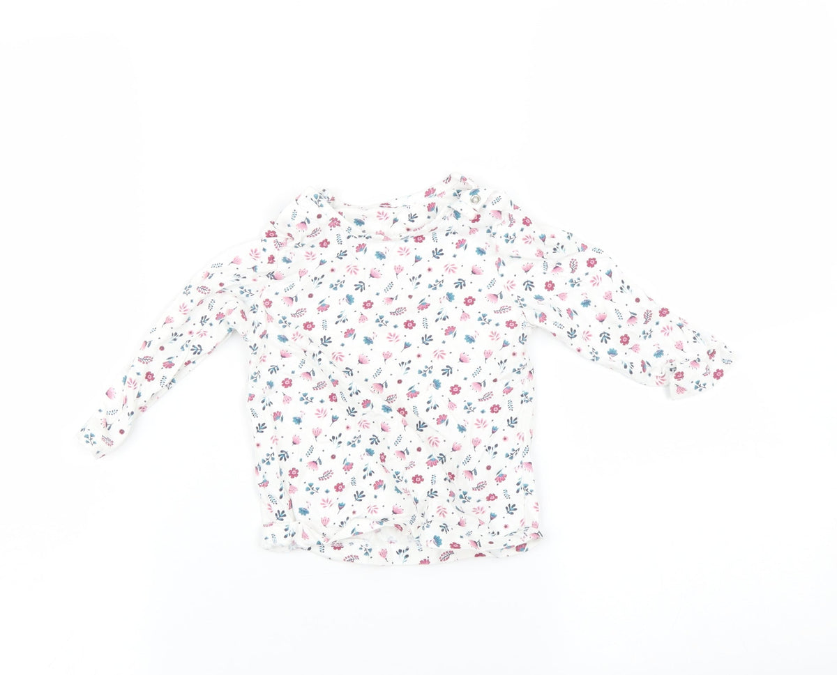 Nutmeg Baby White Floral  Basic T-Shirt Size 9-12 Months