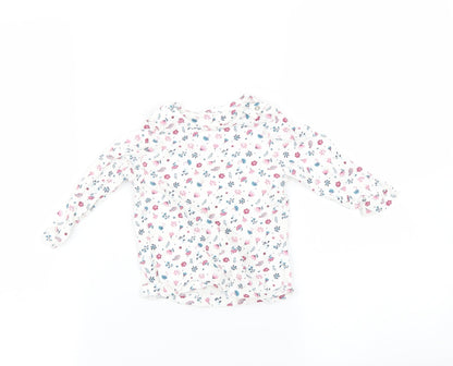 Nutmeg Baby White Floral  Basic T-Shirt Size 9-12 Months