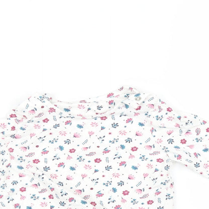 Nutmeg Baby White Floral  Basic T-Shirt Size 9-12 Months