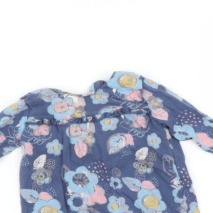 Marks and Spencer Baby Blue Floral  Basic T-Shirt Size 9-12 Months