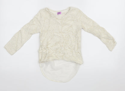 F&F Girls White Striped  Basic T-Shirt Size 6-7 Years