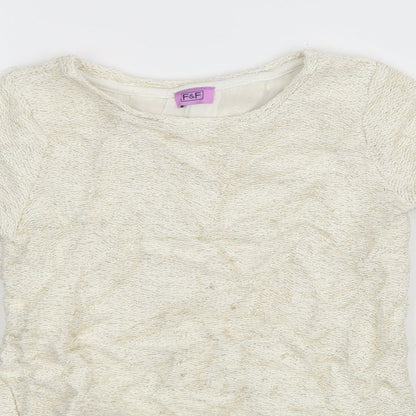 F&F Girls White Striped  Basic T-Shirt Size 6-7 Years