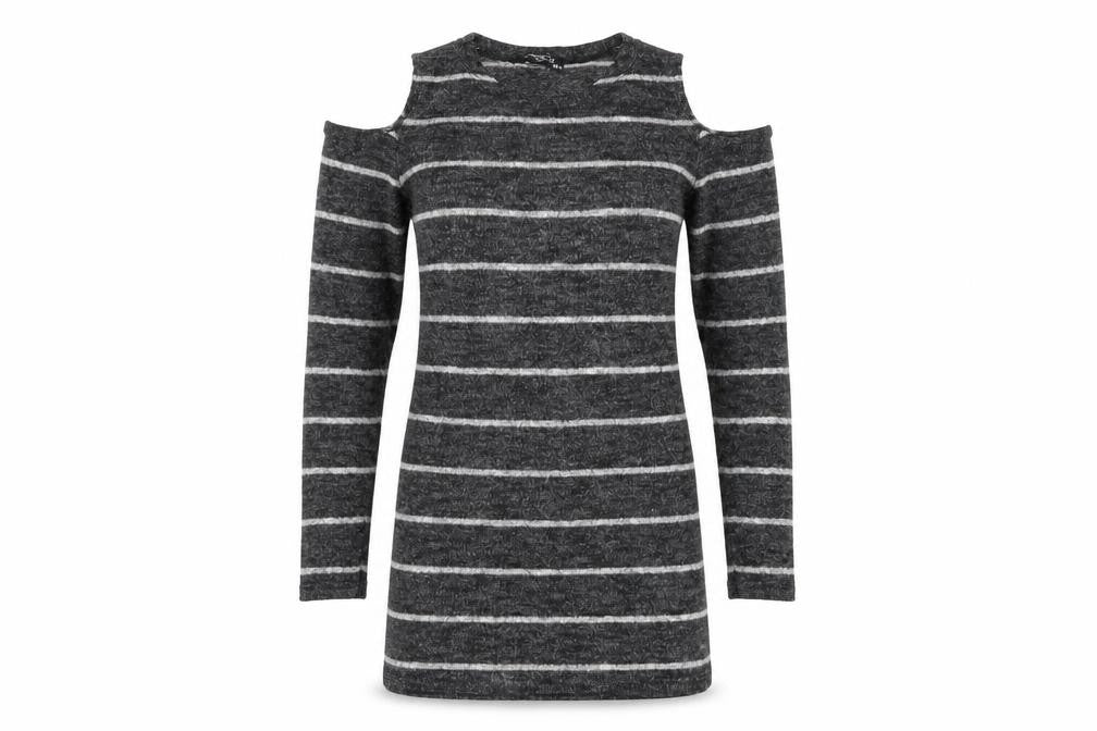 Trendy Womens Grey Striped  Pullover Jumper Size M