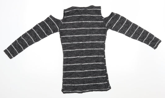 Trendy Womens Grey Striped  Pullover Jumper Size M