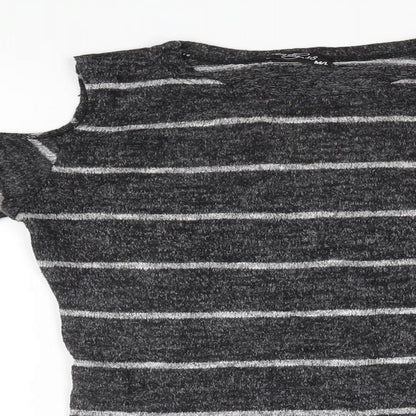 Trendy Womens Grey Striped  Pullover Jumper Size M
