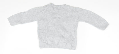 mamas & papas Baby Grey   Pullover Jumper Size 18-24 Months  - Bear
