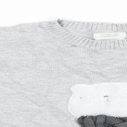 mamas & papas Baby Grey   Pullover Jumper Size 18-24 Months  - Bear