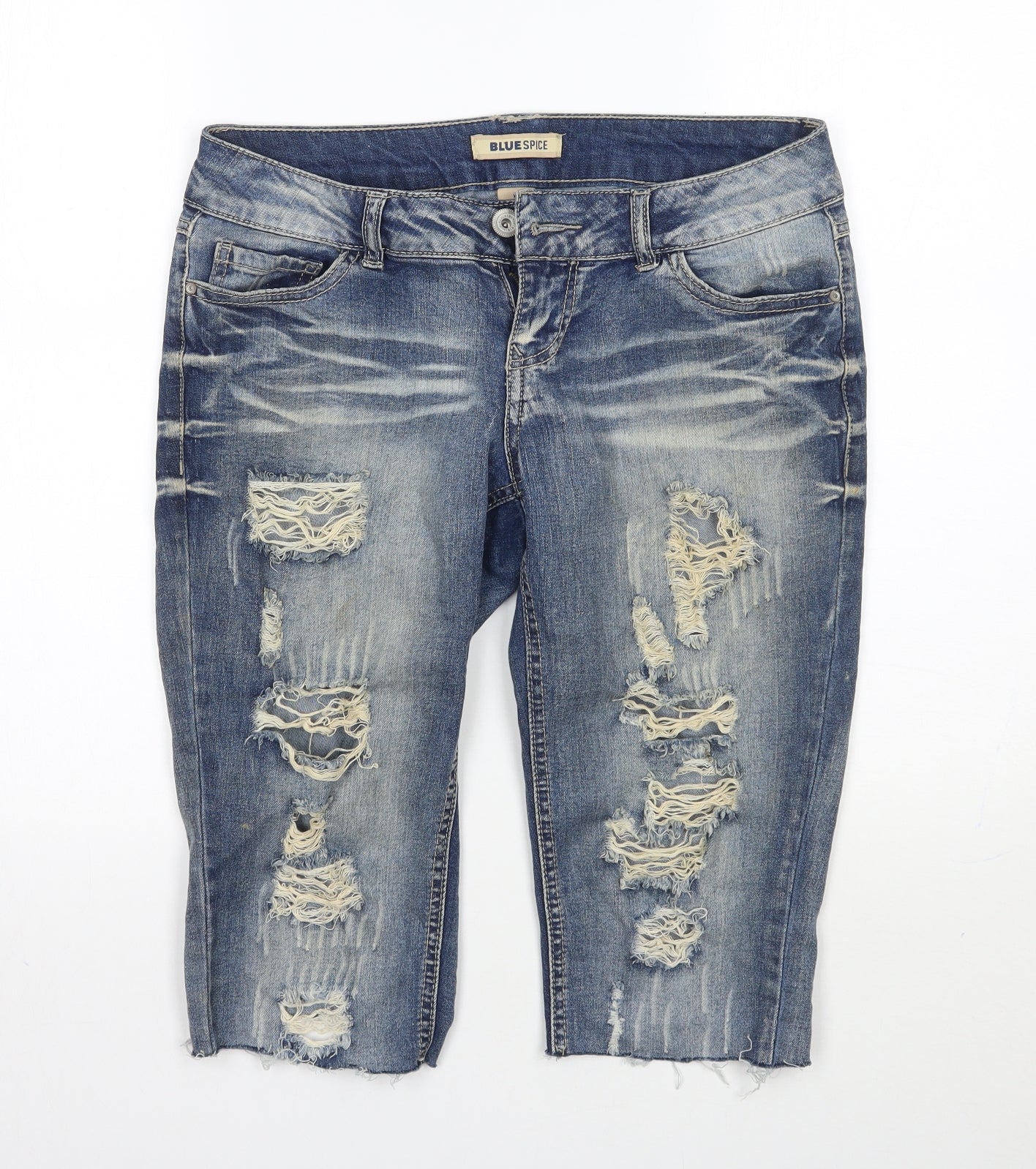 Womens UK Size  Blue Spice Regular Fit Cropped Blue Jeans