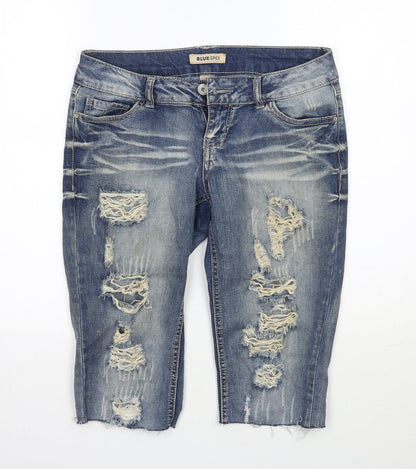 Womens UK Size  Blue Spice Regular Fit Cropped Blue Jeans