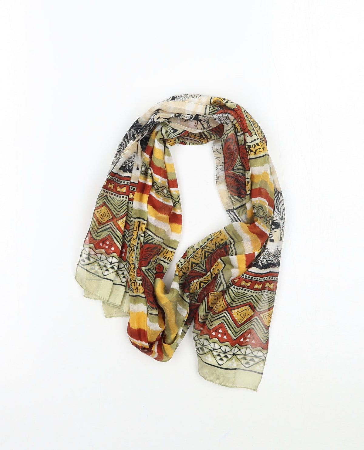 Preworn Womens Orange Striped   Scarf