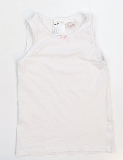 H&M Girls White   Basic Tank Size 7-8 Years