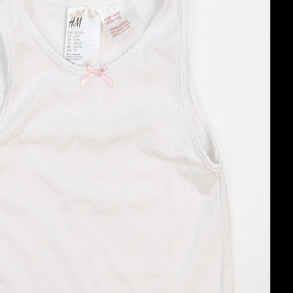 H&M Girls White   Basic Tank Size 7-8 Years