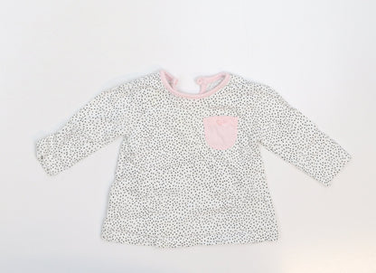 George Girls White Spotted  Basic T-Shirt Size 3-6 Months