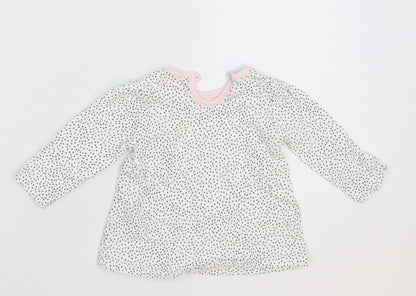 George Girls White Spotted  Basic T-Shirt Size 3-6 Months