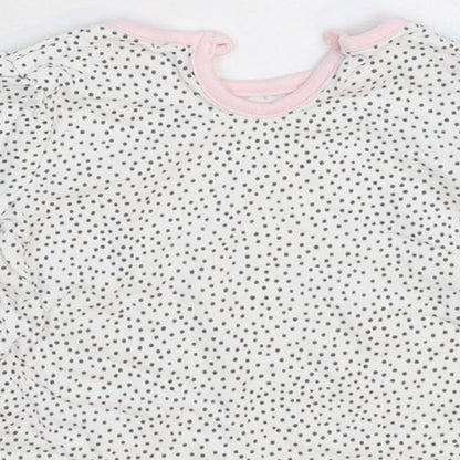George Girls White Spotted  Basic T-Shirt Size 3-6 Months