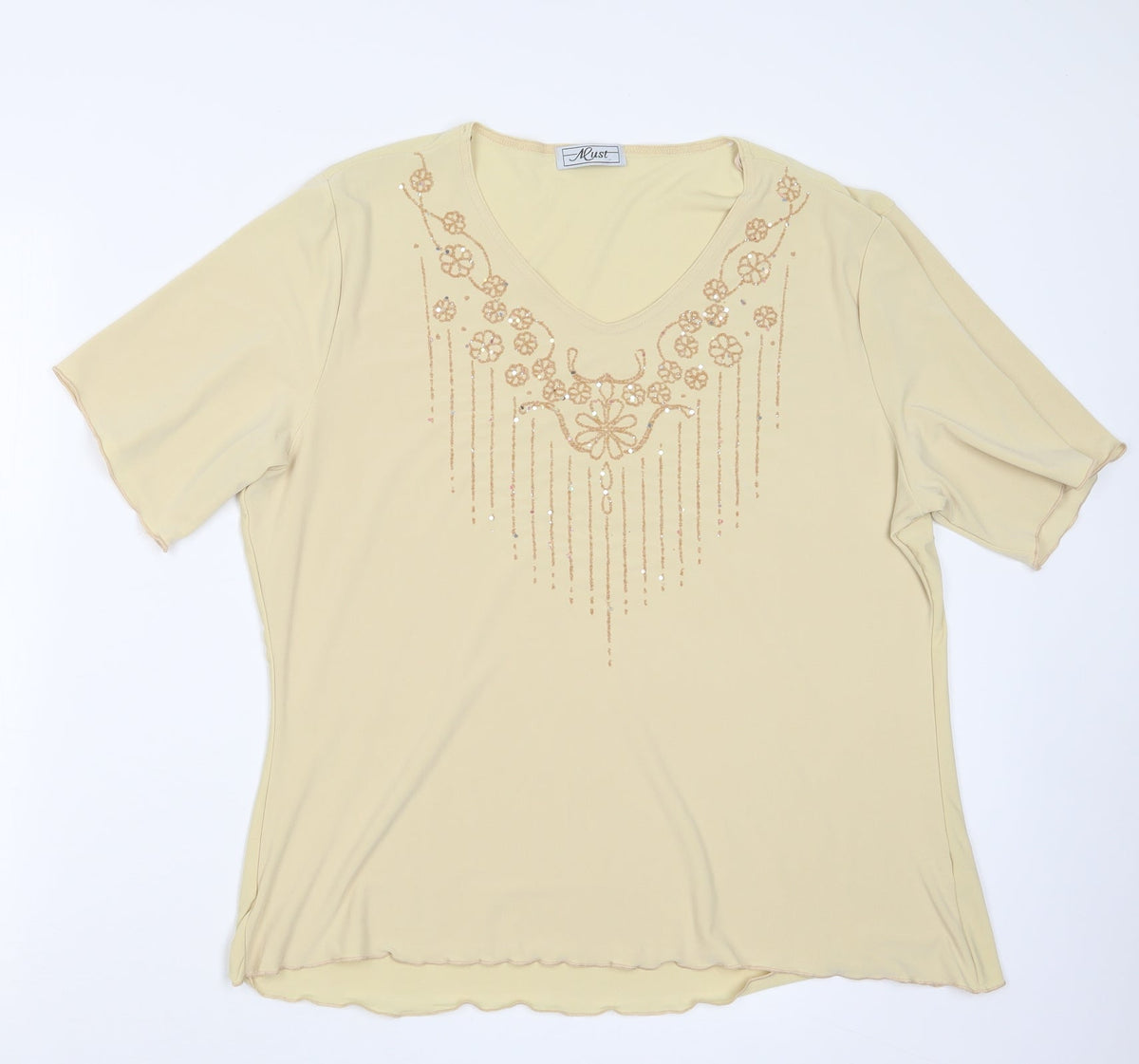 ALUST Womens Beige   Basic Blouse Size 2XL