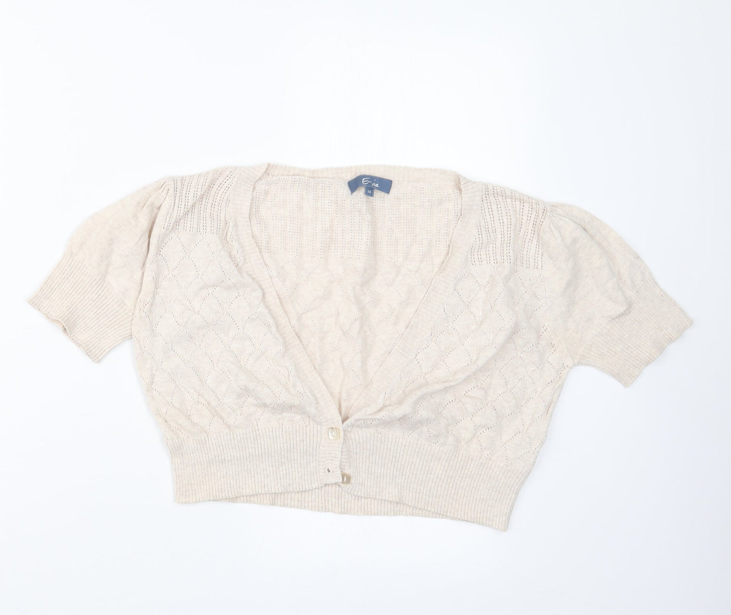 Womens UK Size 14 E-vie Beige Cardigan Jumper