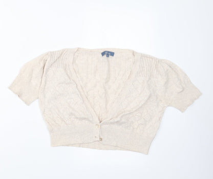 Womens UK Size 14 E-vie Beige Cardigan Jumper