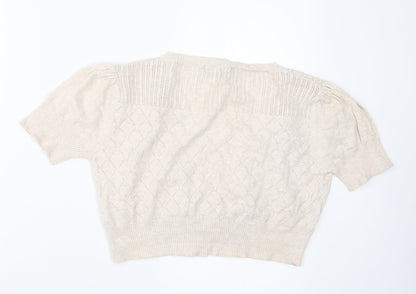 Womens UK Size 14 E-vie Beige Cardigan Jumper