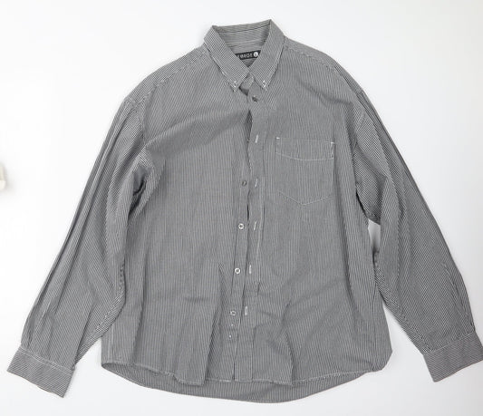 George Mens Black Check   Button-Up Size L