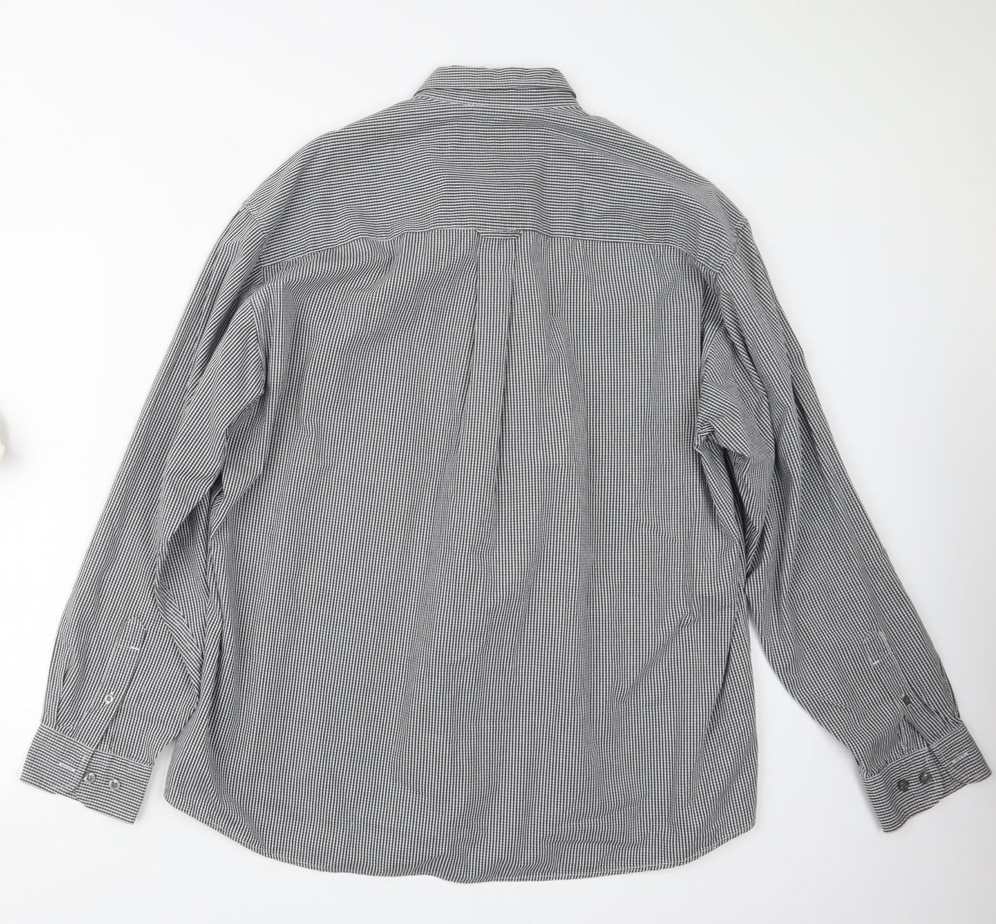 George Mens Black Check   Button-Up Size L