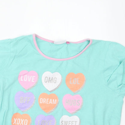 hullabaloo Girls Green Geometric  Top Pyjama Top Size 13-14 Years