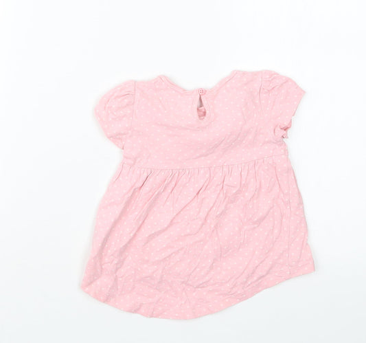 Mothercare Girls Pink Polka Dot  Basic T-Shirt Size 3-6 Months