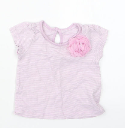 Matalan Girls Purple Striped  Basic T-Shirt Size 3-6 Months