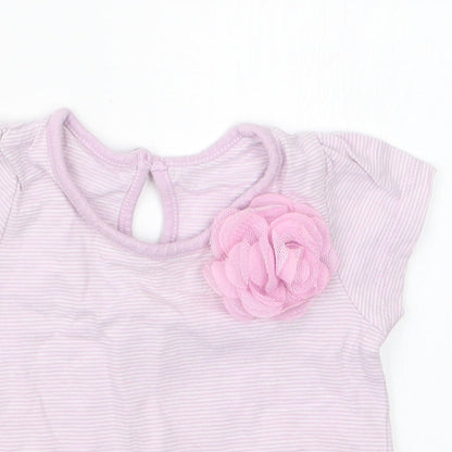 Matalan Girls Purple Striped  Basic T-Shirt Size 3-6 Months