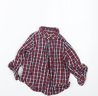 Mothercare Boys Blue Check  Basic Button-Up Size 12-18 Months