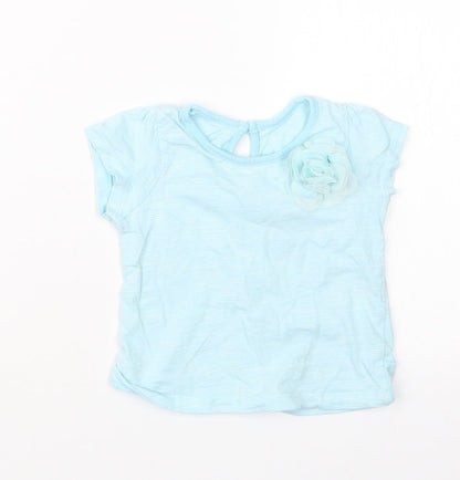 Matalan Girls Blue Striped  Basic T-Shirt Size 3-6 Months